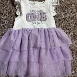 Purple and White birthday “one-derful” dress